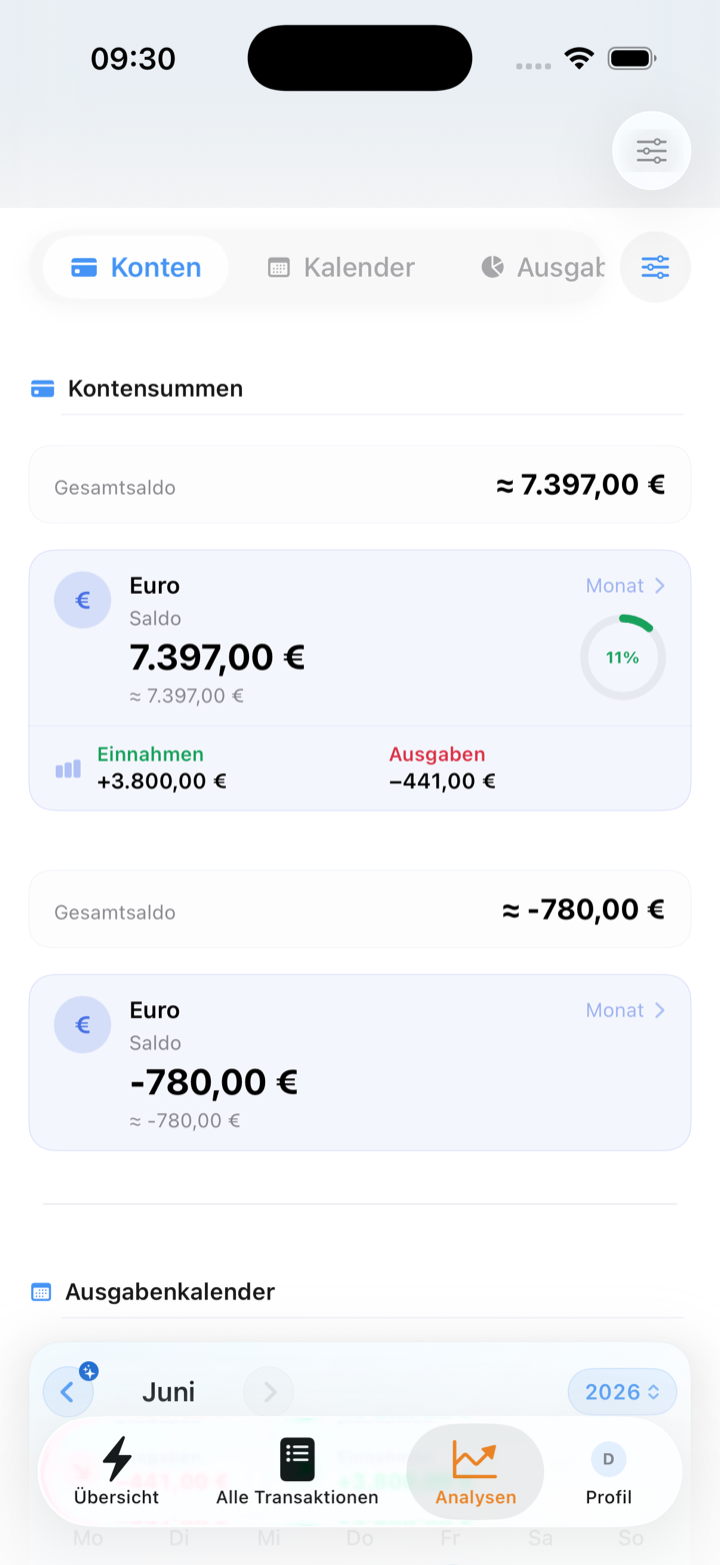 Konten und Ausgabenkalender